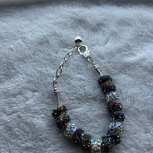 White and Black Rhinestone bead bracelet